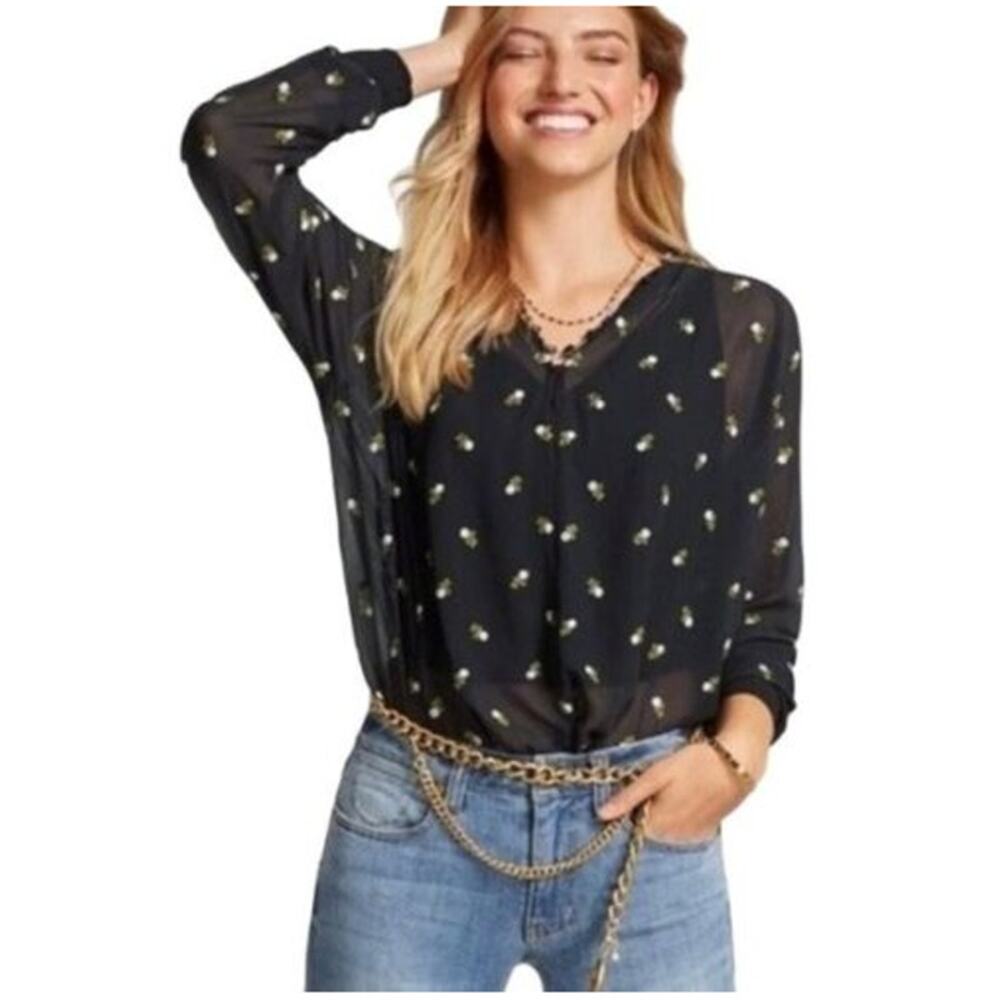 CAbi Alegria Embroidered Long Sleeve Chiffon Blouse XS - Picture 12 of 12
